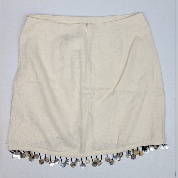 Zara Linen Capiz Shell mini boho beachy Women's Skirt Size S - Picture 8 of 16